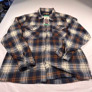 BC Clothing Heritage Shirt Jacket Mens XL Blue Plaid NEW Fleece Lined Flannel